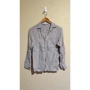 Pour Les Femme Light Blue Burnout Linen Button Front Top XS
